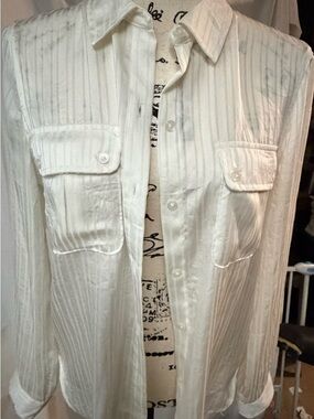 Calvin Klein White Button-Front Women's Shirt with Chest Pockets